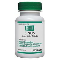 BHI Sinus Relief Tablets - Homeopathic Formula for Minor Sinus and Nasal Congestion Relief - 100 Count