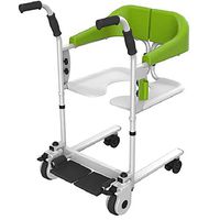 Multi-Functional Medical Wheelchair with Back Opening Convenient for Patient Transfer, Shower and Commode, Height-Adjustable and Lightweight for Family Sanatorium Hospitals (Green)