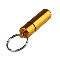 Mini Daily Pill Case, Aluminum Alloy Waterproof Pill Box Dispenser, Small Pocket Pill Container, Keychain Pill Holder for Outdoor, 1 Pc (Gold)