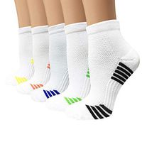 5 Pairs Copper Compression Ankle Socks Women & Men Sport Plantar Fasciitis Arch Support - Best For Athletic &Travel
