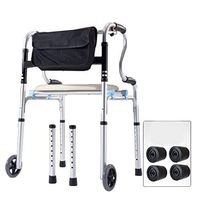 ZMYLOVE Compact Folding Walker, Heavy Duty Portable Medical Walker with Black Bag,2 Wheels and 4 Non-Slip Mats for Handicap Medical Walking Mobility Aid