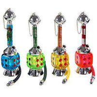 Mini Glass Hookah, Dice Shape with Free 5 Mouth Tips, and Nylon Brush (RED)