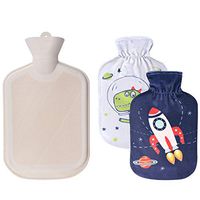WINNPRIME Hot Water Bottle 2 Liters, Natural Rubber Hot Water Bag with 2 Replaceable Soft Fleece Covers, Great for Pain Relief, Hot Compress and Heat Therapy