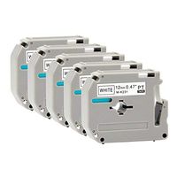 M Tape 1/2-Inch M-231 MK231 MK-231 Compatible for Brother M-K231 Label Tape Work with Brother P-Touch PT-70BM,PT-M95,PT-90,PT-70,PT-65,PT-70SR,PT-80 5 Pack