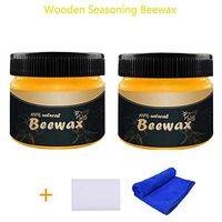 2pcs Wood Seasoning Beewax - Wood Polish Traditional Beeswax For Wood & Furniture Natural Beewax Wood Cleaner And Polish Non Toxic For Furniture To Beautify Protect Restore A Finish (Rag + Sponge)