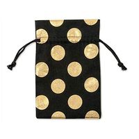 NW Black Cotton Bags with Gold Metallic Dots and Cord Drawstrings - 4x6in. - 48 Pack