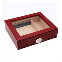 Smoking set / Cigar Humidors cedar wood Moisturizing box Solid wood Cigar Humidors with Humidifier and Hygrometer constant temperature and humidity glass top thickened seal men's gift box large capaci