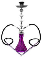 Hookah 26" Purple 2 hose shisha nargila bars smoking pipe glass water Vase pro
