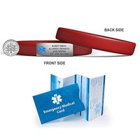 MedicBand Medical Alert ID Bracelet - Cardinal Red (med). Free Engraving. 8 Vibrant Colors! Free Shipping.
