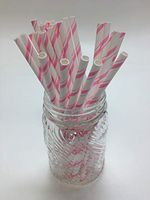 Aardvark Cotton Candy Pink Pencil Stripe Paper Drinking Straws (Qty of 100 - Made in USA)