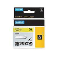 DYMO RhinoPRO Adhesive Vinyl Label Tape, 1/2-inch, 18-foot Cassette, Yellow (18432)