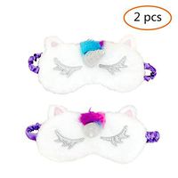 BUYITNOW 2PCS Cute Unicorn Eye Mask Soft Plush Sleep Masks for Home Sleeping Traveling