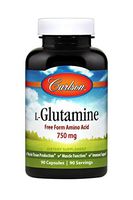 Carlson - L-Glutamine, Free-Form Amino Acid, 750 mg, Muscle Tissue Production, 90 Capsules