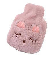 600ML Transparent PP Cold or Hot Water Bottle with Cute Plush Cover, 01