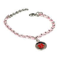 My Identity Doctor - Custom Engraved Medical Alert Bracelet - Silk Woven Steel - Pink