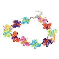 Peigen Women's Fashion Necklace Small Fresh and Lovely Lace Multicolor Flower Necklace Ladies Jewelry Gift