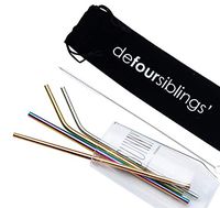 Set of 4 Stainless Steel Metal Straws 8.5 Inch Recyclable Drinking Straws with Cleaning Brush - Compatible with 20 oz Tumbler and 30 oz Tumbler | Fits All Yeti and Ozark Tumblers, Brush Included.