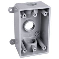 Hubbell-Bell PSB37550GY Single-Gang Weatherproof 1/2-Inch or 3/4-Inch Outlets, Gray Finish