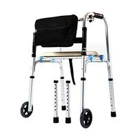 Wheeled Walker Folding Type with Seat 2 Wheel Adjustable Height Walking Frame Mobile Auxiliary Equipment Can Walk Independently,Color1