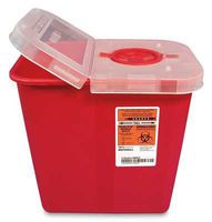 10-1/2" x 7-1/4" x 10" Red Portable Sharps Container with Hinged Lid (2 Gallon) (1 Container) - AB-135-75