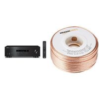 Yamaha R-S202BL Stereo Receiver and AmazonBasics 16-Gauge Speaker Wire - 100 Feet Bundle