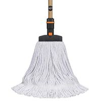 SWOPT Cotton Mop –60” Premium Wood Handle –EVA Foam Comfort Grip Provides Comfort, Control, Efficiency –Mop Safe for Wood, Laminate or Tile –Handle Interchangeable with Other SWOPT Products