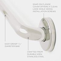 Seachrome Bathroom Grab Bar, 16 inch Stainless Steel, Handicap Grab Bar, 1 1/4 inch Diameter, Polished Finish