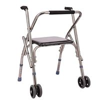 2 Wheel Walker, Front Wheel Support Seat Walker, Adult Elderly Walker Indoor and Outdoor Adjustable Portable Suitable for People with Reduced Mobility,A