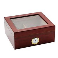 PIPITA 25-50 Cigar Desktop Humidor Spanish Cedar Box with Humidifier and Hygrometer Royale Glasstop (PD077)