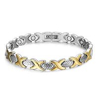 Gold Silver Titanium Steel Magnetic Therapy Health Link Bracelet for Pain Relief Men Women
