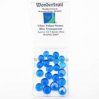 Wondertrail Blue Transparent Glass Tokens 12-14mm Aprox .50in Pack of 20