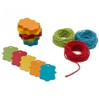 150 Bracket Paper Gift Tags Labels with String - 5 Assorted Colored Blank Paper Tag with Jute Twine for Thank You Baby Shower Birthday Wedding Favor