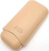 Leather Cigar Pouch for 3 - Authentic Full Grade Buffalo Hide Leather - Beige