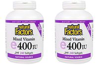 Natural Factors Vitamin E Mixed (D-Alpha Tocopherol) 400iu Softgels, 240-Count (2-Pack)