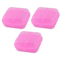 uxcell PP Family 2 Compartments Tablet Pill Organizer Dispenser Box Case 3 Pcs Fuchsia