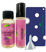 Pursito Lavender Essential Oils Roll-On with Refill (refills 3 times) Pre-Diluted with Coconut Oil for Immediate Use 10 ml (⅓ oz) Glass with Steel Roller Ball