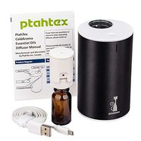 PtahTex Car Diffuser Essential Oils Waterless Aromatherapy Diffuser Battery Operated Diffuser Aluminum Alloy Structure Black