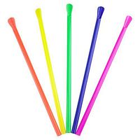 8 Inch Plastic Straws with Spoon Tip - Mixed Colored Reusable Plastic Straws - Unwrapped And Excellent For Icees, Shaved Ice and So Much More! Frozen Dessert Supplies - Fast Shipping! 50 Count