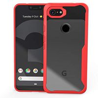 JUNXI Phone case Phone Cover Transparent PC + TPU Full Coverage Shockproof Protective Case for Google Pixel 3a XL (Red) Beautiful and Comfortable (Color : Red)