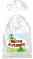 Green T-Rex and Stegosaurus Happy Birthday Party Favor Bags with Ties - 12pack