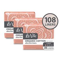 La Vie Organic Cotton Top Sheet* Panty Liners, Ultra Thin, 108 Count (3 Bags of 36) (Packaging May Vary)