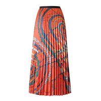 ED Women's Skirts High Waist Skirts Vintage Graffiti Printed A-line Pleated Swing Midi Pleated Skirts (XXXL, Red)