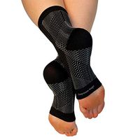 Compression Magic 1 Pair Foot Sleeves - Relieve Pain Reduce Swelling from Plantar Fasciitis, Diabetes, Achilles, Aching Heels, Feet and Ankles - Toeless Sock Supports for Women - Black Medium
