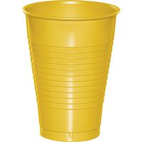 Club Pack of 240 School Bus Yellow Disposable Plastic Drinking Party Tumbler Cups 12 oz.