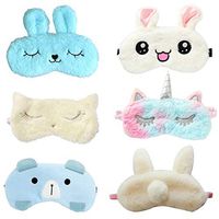 Zoylink 6PCS Sleep Mask Cute Animal Plush Eye Cover Sleep Eye Shade for Office Travel
