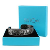 SISTO-X Copper Magnetic Bracelet/Bangle Pewter Finish Gothic Hearts Design by Sisto-X® 6 Magnets Health Ndfeb Medium (160-190Mm)