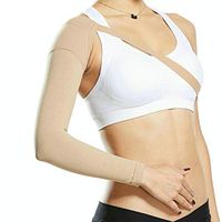 Lymphedema Armsleeve 20 30 mmHg Firm Compression, Sand Medium Manage Edema Swelling Post Mastectomy Conditions Comfortable Fabric Runs (L)