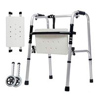Nuokix Crutches Walker Elderly Disabled Aluminum Double Handrails Walking Wheels Bathing Boards Auxiliary Lower Limbs Four Feet 47cm×52cm×73cm Non-Slip Walking Stick with Hospital