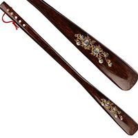 Fitlyiee Hanging Shoe Horn Naturally Non-Toxic Wood Shoehorn for Kids Seniors Pregnancy (Brown)