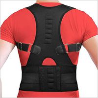 Adjustable Magnetic Posture Back Brace Belt Straps Orthopedic Relieves Lumbar Corset,Black,XXL